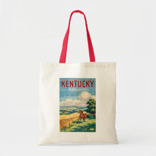 Illustration von Pferden in Kentucky, Reise Kunst  Tragetasche