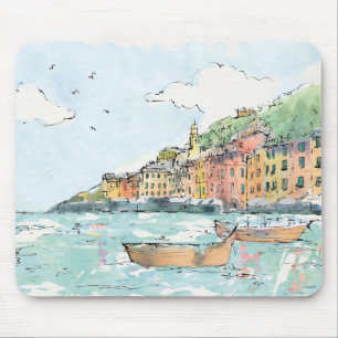 Illustration von Porofino Hafen Mousepad