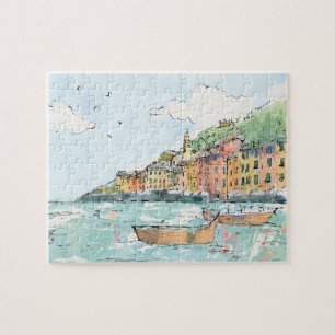 Illustration von Porofino Hafen Puzzle