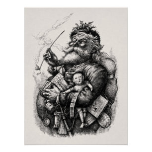 Illustration von Santa Claus aus dem 19. Jahrhunde Poster
