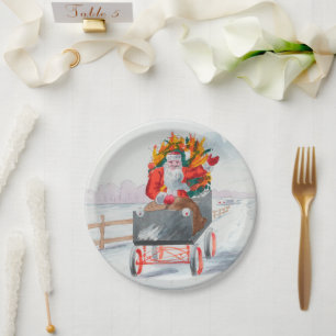 Illustration von Santa Claus Feiertag Papierplat Pappteller