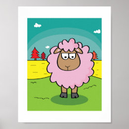 Illustration von Schafen - Kindergarten Art Poster