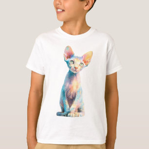 Illustration von Sphynx-Katzen in Pastell-Regenbog T-Shirt