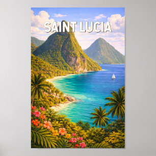 Illustration von St. Lucia Reise Kunst Vintage Poster