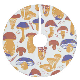 Illustration von Vintag essbaren Pilzen Polyester Weihnachtsbaumdecke