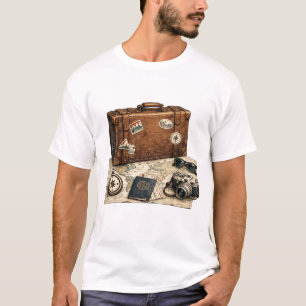 Illustration von Vintage-Reiseessentials T-Shirt