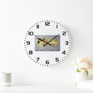 Illustration von Vintagen Kassettenband Große Wanduhr