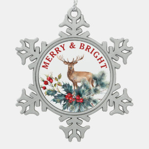 Illustration von Weihnachtsliedern und Hirschen Schneeflocken Zinn-Ornament