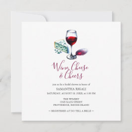 Illustration von Wein und Käse Brautparty Einladung