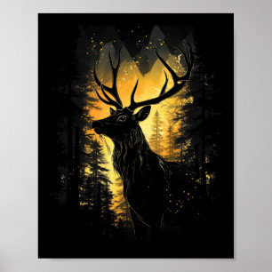 Illustration von Wildtieren aus Wäldern 4 Poster