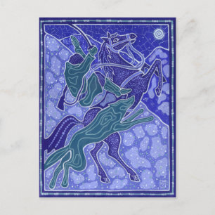 Illustration von Wölfen mit Pferderücken, Chase Postkarte