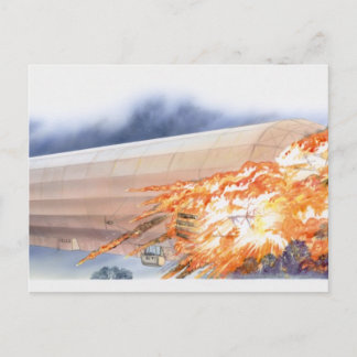 Illustration von Zeppelin, die in Flammen ausgebro Postkarte