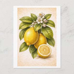 Illustration von Zitronen im Vintage-Stil Postkarte