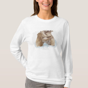 Illustration von zwei Braunbären, die im Wasser T-Shirt