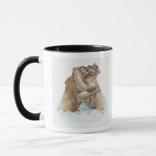 Illustration von zwei Braunbären, die im Wasser Tasse