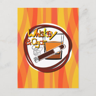 Illustration Wiskey und Cigar Postkarte