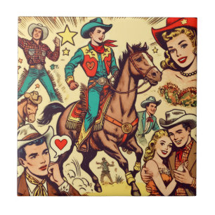 Illustration zu Comicen für Vintage Länder Fliese