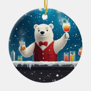 Illustration zum Barkeeper des Eisbären Keramik Ornament