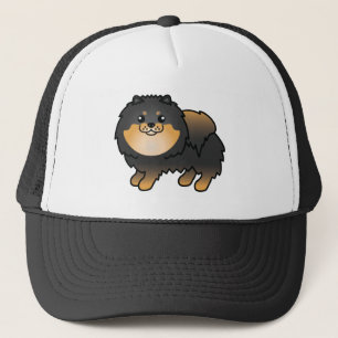 Illustration zum Cartoon von Hunden mit schwarzem Truckerkappe