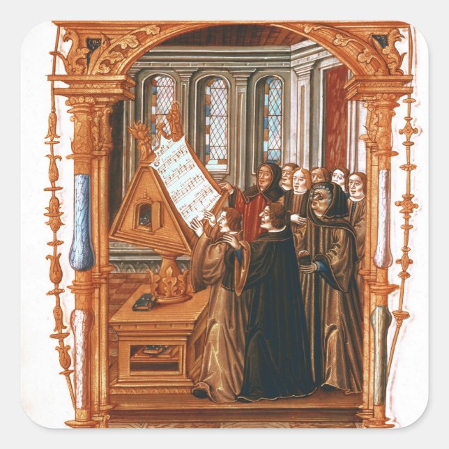 Illustration zum Chorsingen Quadratischer Aufkleber (Vorderseite)