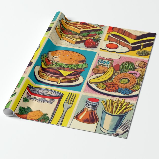 Illustration zum Comic Vintager Lebensmittel Geschenkpapier (Ungerollt)