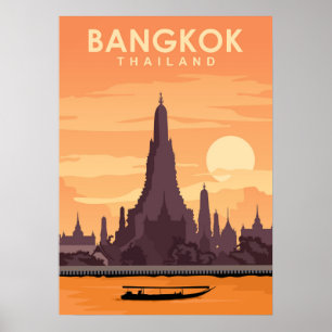 Illustration zum digitalen Reisen in Bangkok Thail Poster