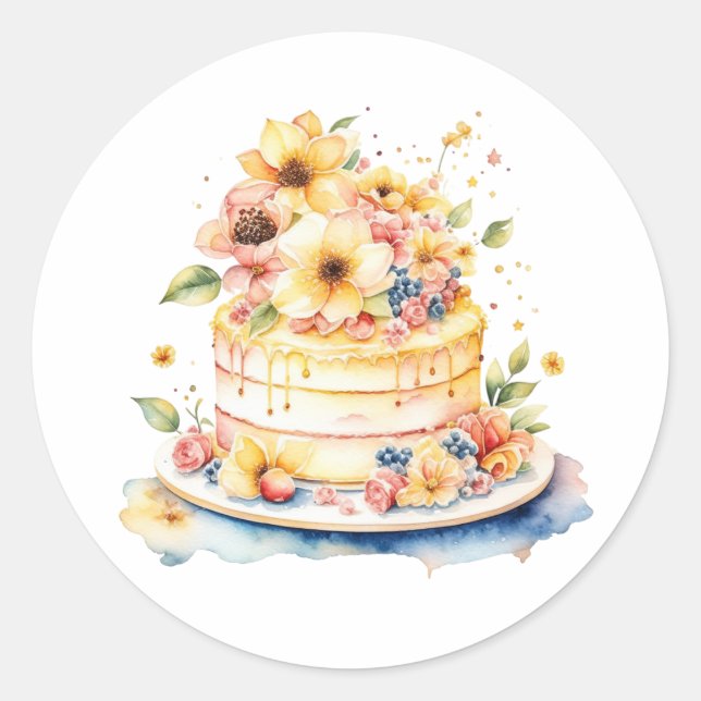 Illustration zum Geburtstag oder Hochzeitstorch Runder Aufkleber (Vorderseite)