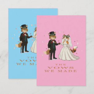 Illustration zum Hochzeitstag von Fuchs und Katze Dankeskarte