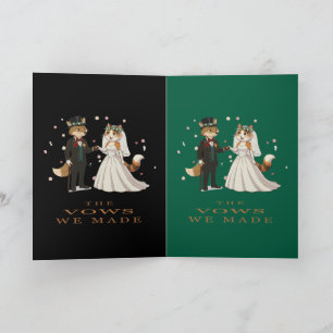 Illustration zum Hochzeitstag von Fuchs und Katze Karte