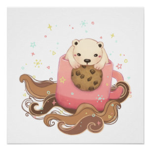 Illustration zum Keks- und Kaffeepause des Polarbä Poster
