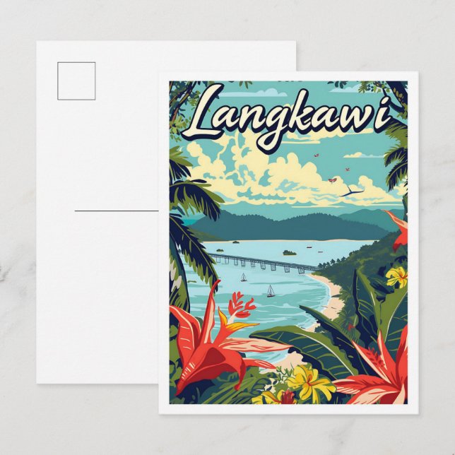 Illustration zum Langkawi Malaysia Kunstreisen Postkarte (Vorne/Hinten)