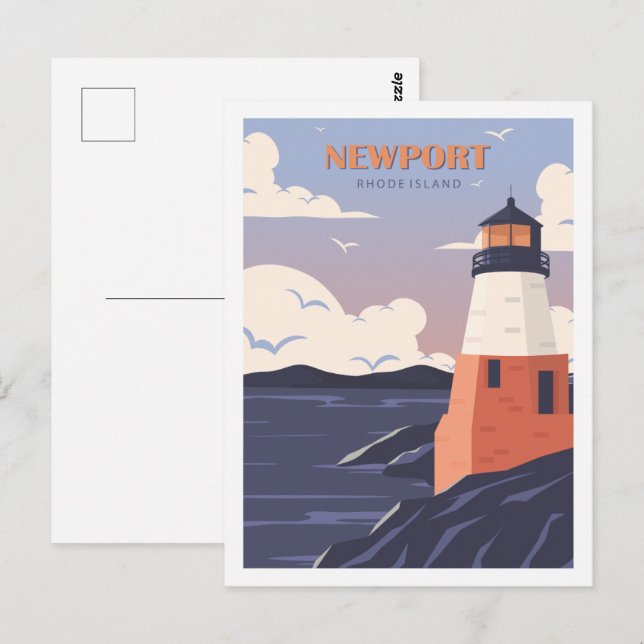 Illustration zum Newport Rhode Island Travel Place Postkarte (Vorne/Hinten)