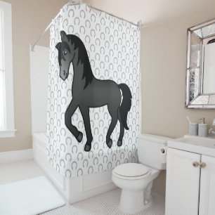 Illustration zum Niedlichen Cartoon von Black Trot Duschvorhang