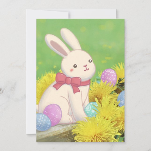 Illustration zum Osterhasen, Ostereier und Blume Einladung (Vorderseite)