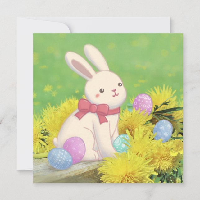 Illustration zum Osterhasen, Ostereier und Blume Einladung (Vorderseite)