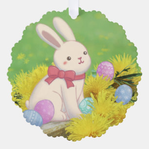 Illustration zum Osterhasen, Ostereier und Blume Ornament Karte
