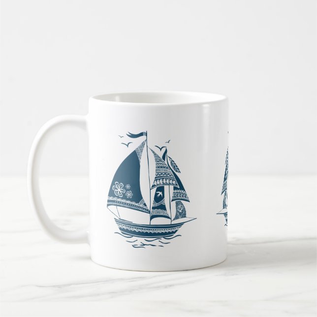 Illustration zum Windsegeln von Nautical Tribal Bo Kaffeetasse (Links)