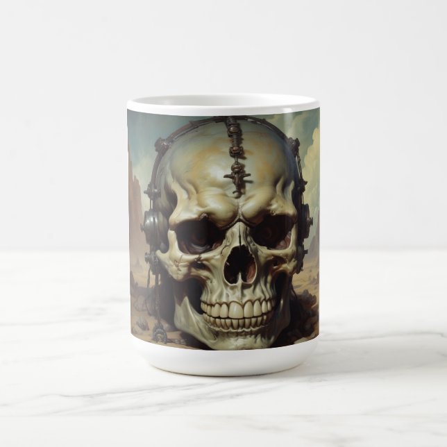 Illustration zum Zeichnen von Ölgemälden auf Skull Kaffeetasse (Mittel)
