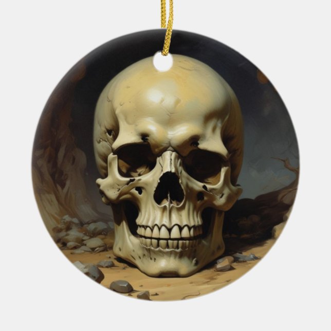 Illustration zum Zeichnen von Ölgemälden auf Skull Keramik Ornament (Vorne)