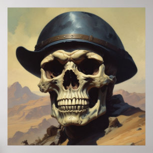 Illustration zum Zeichnen von Ölgemälden auf Skull Poster