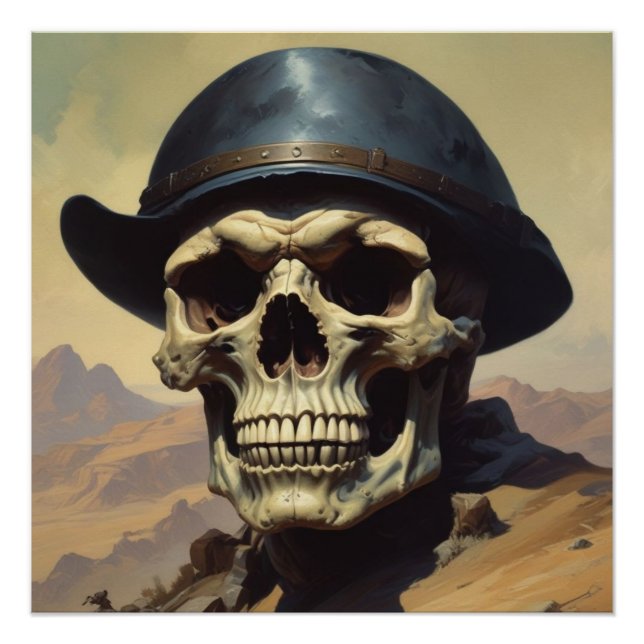 Illustration zum Zeichnen von Ölgemälden auf Skull Poster (Vorderseite)