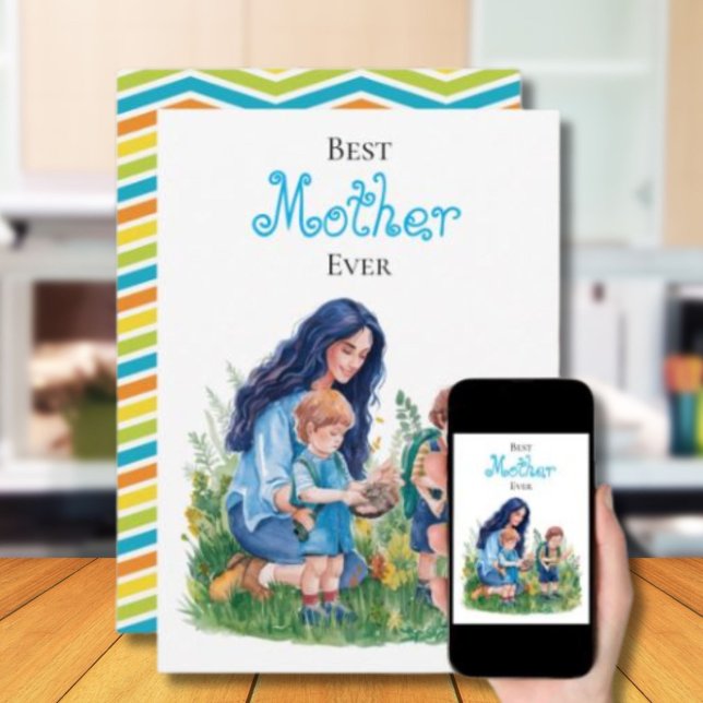 Illustration zur Aquarellgartenbildung für Mutter  Karte (Von Creator hochgeladen)