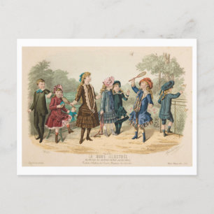 Illustration zur Mode für Vintage Kinder 1883 Postkarte