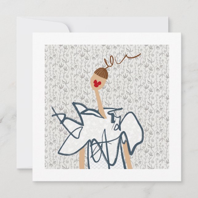 Illustration zur niedlichen Funny Girl Fashion Ill Einladung (Vorderseite)