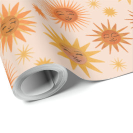 Illustration zur Sonnenfront Orange Wasserfarbe Geschenkpapier