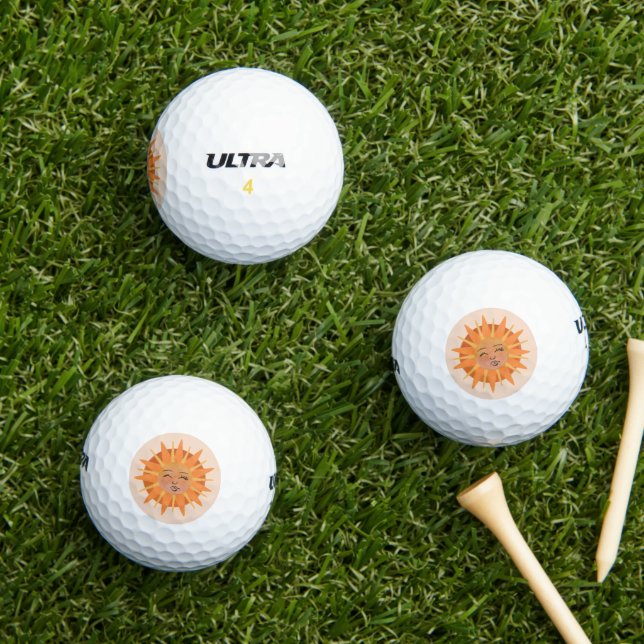 Illustration zur Sonnenfront Orange Wasserfarbe Golfball (Insitu Gras)