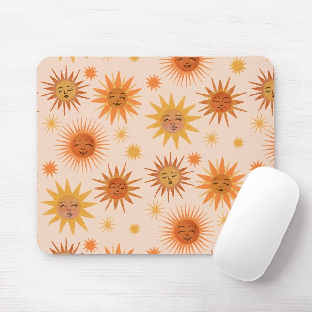 Illustration zur Sonnenfront Orange Wasserfarbe Mousepad (Mit Mouse)