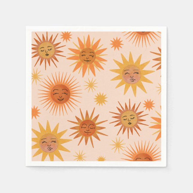 Illustration zur Sonnenfront Orange Wasserfarbe Serviette (Vorderseite)