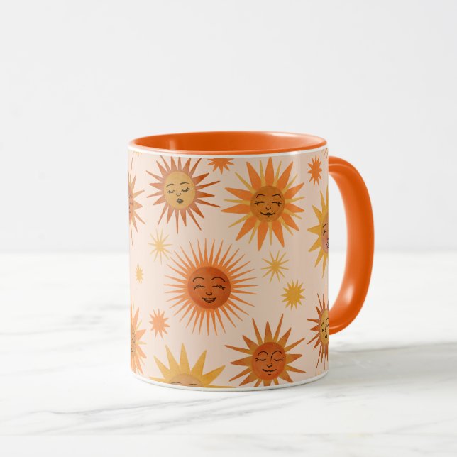 Illustration zur Sonnenfront Orange Wasserfarbe Tasse (VorderseiteRechts)