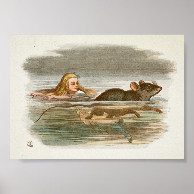 Illustration zur Vintagen Alice im Wunderland Poster (Vorne)